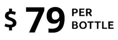 Supplied price graphic reading $79 per bottle