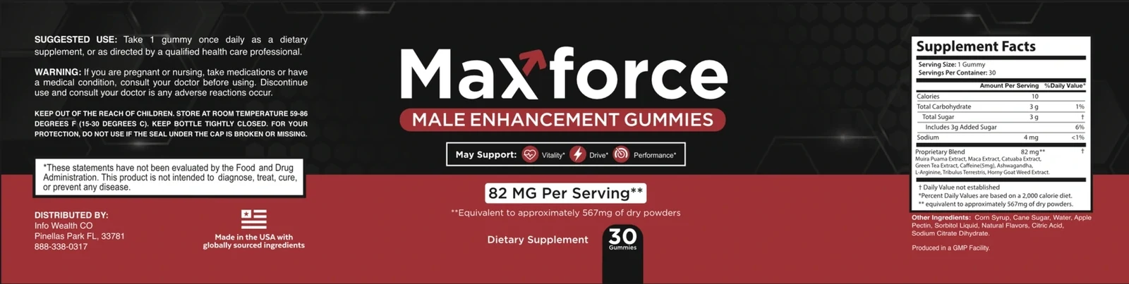 The full Maxforce label wrap, with eleven points marked